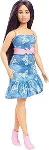 BARBIE FASHION DOLL - #231 PURPLE HAIR DENIM BUTTERFLY DRESS