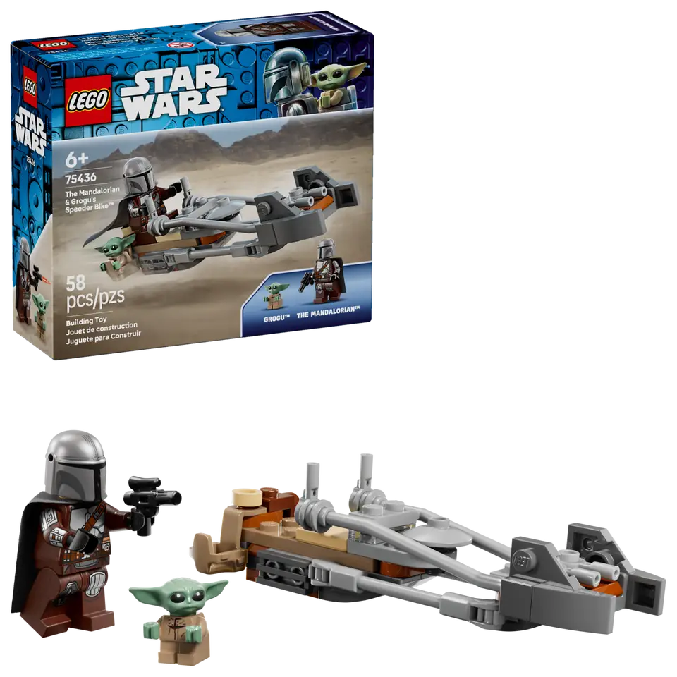 LEGO 75436 STAR WARS - THE MANDALORAIN AND GROGU SPEEDER BIKE - Toyworld Frankston