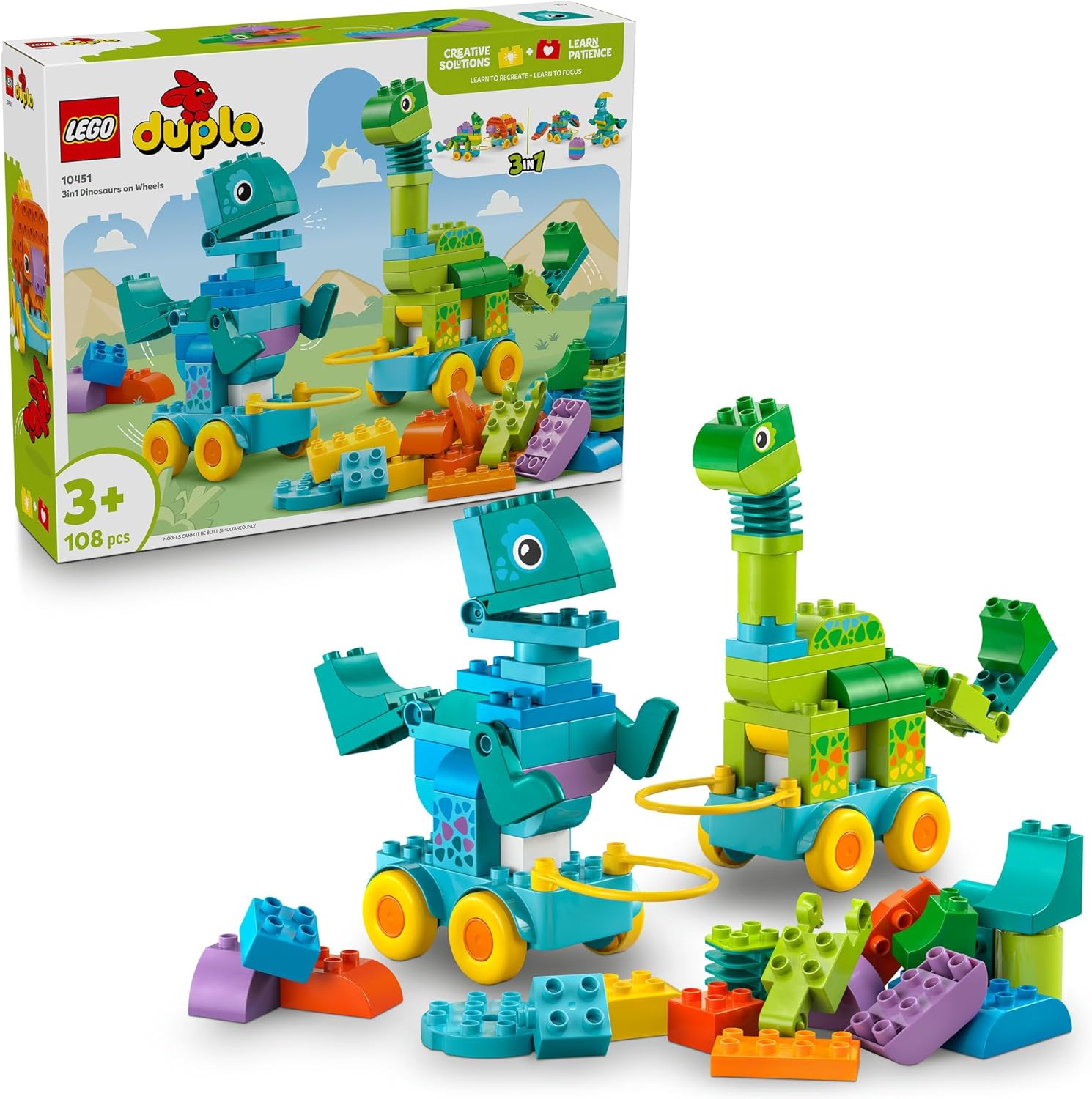 LEGO 10451 DUPLO  -  3IN1 DINOSAURS ON WHEELS - Toyworld Frankston