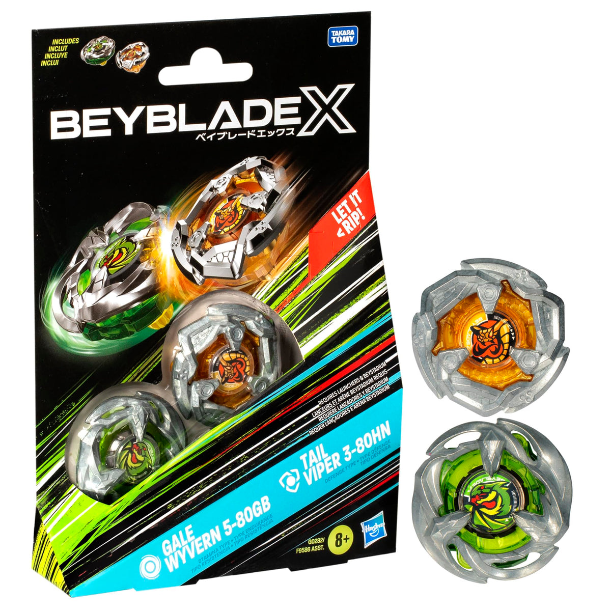 BEYBLADE X STARTER PACK TWIN PACK - GALE WYVERN 5-80GB - TAIL VIPER 3-80HN