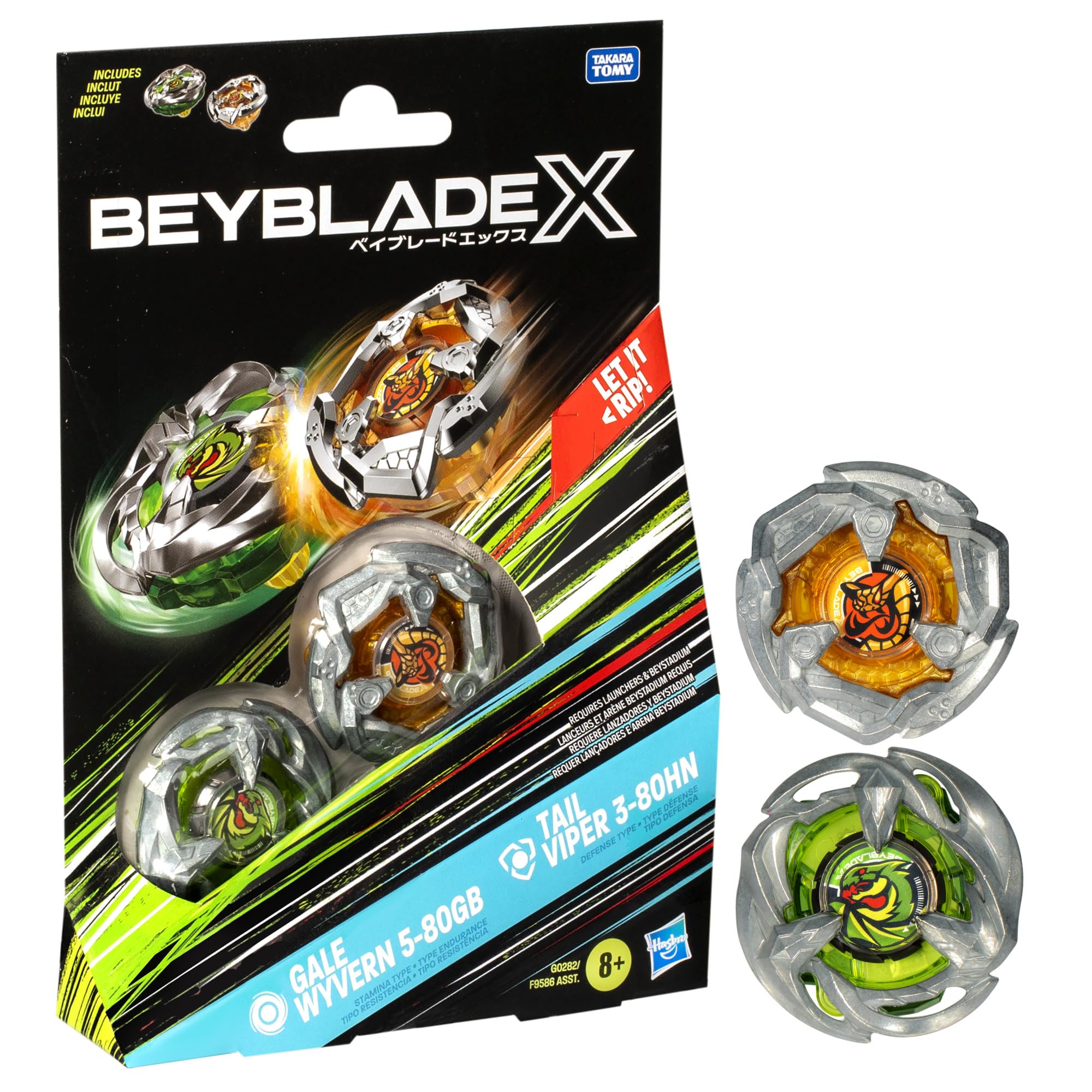 BEYBLADE X STARTER PACK TWIN PACK - GALE WYVERN 5-80GB - TAIL VIPER 3-80HN