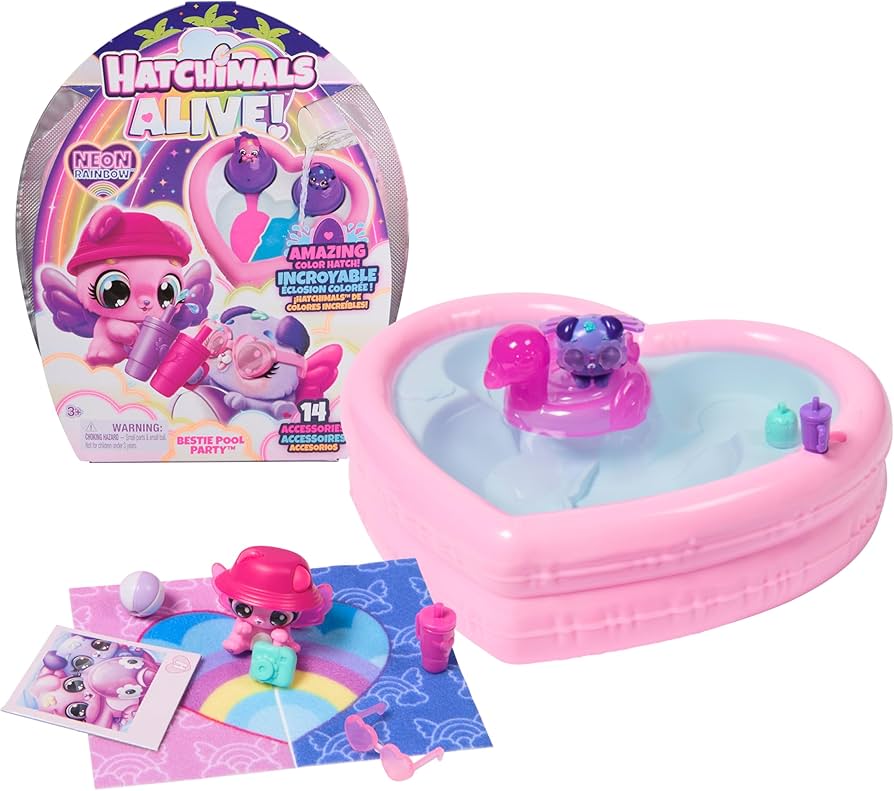 HATCHIMALS ALIVE NEON RAINBOW BESTIE POOL PARTY PLAYSET - Toyworld Frankston
