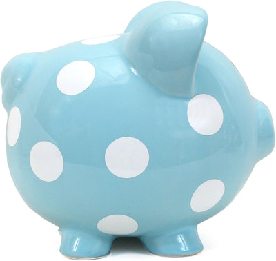 PIGGY BANK - BLUE POLKA DOT