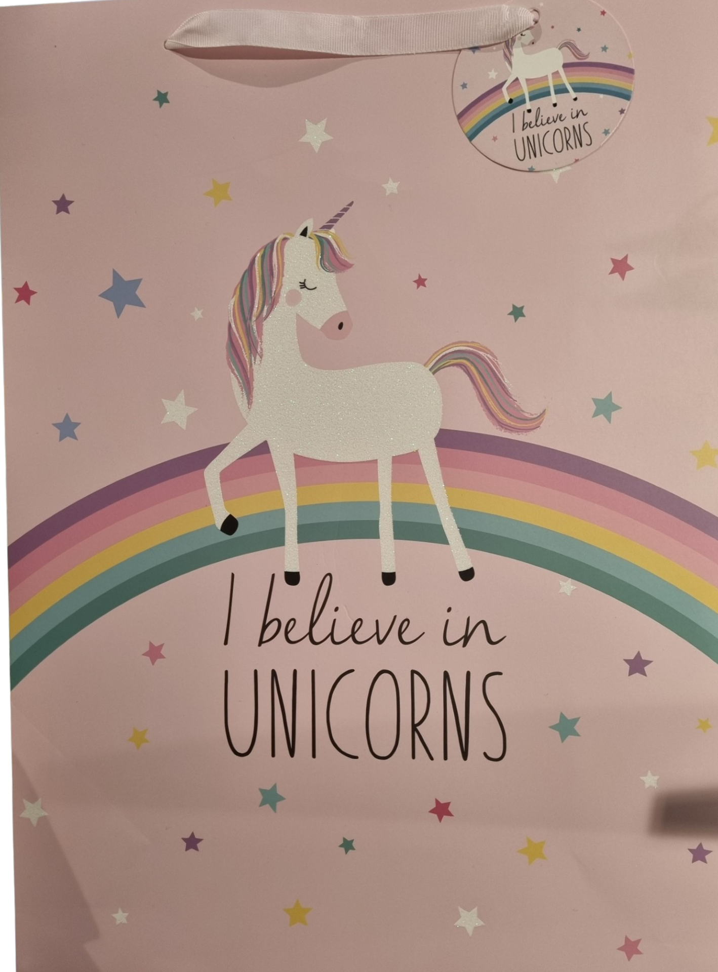 GIFT BAG LARGE - UNICORNS 38471 - I BELIEVE IN UNICORNS WITH RAINBOW