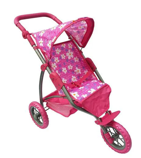 PLAYWORLD DOLL 3 WHEEL STROLLER PINK - Toyworld Frankston