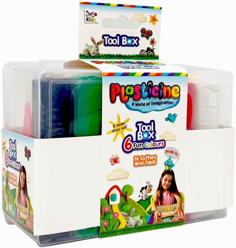 CRAFT FOR KIDS - PLASTICINE TOOL BOX WITH 16 CUTTERS AND TOOLS