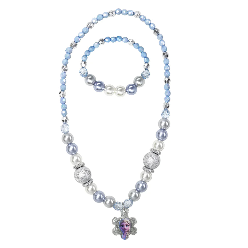 PINK POPPY DISNEY FROZEN 2 ELSA SPARKLING SNOWFLAKE NECKLACE AND BRACELET SET - Toyworld Frankston