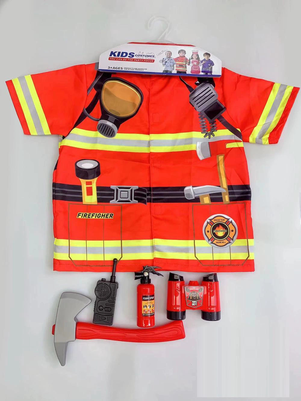 FIRE FIGHTER DRESS UP COSTUME 3+ 5 PIECES - Toyworld Frankston