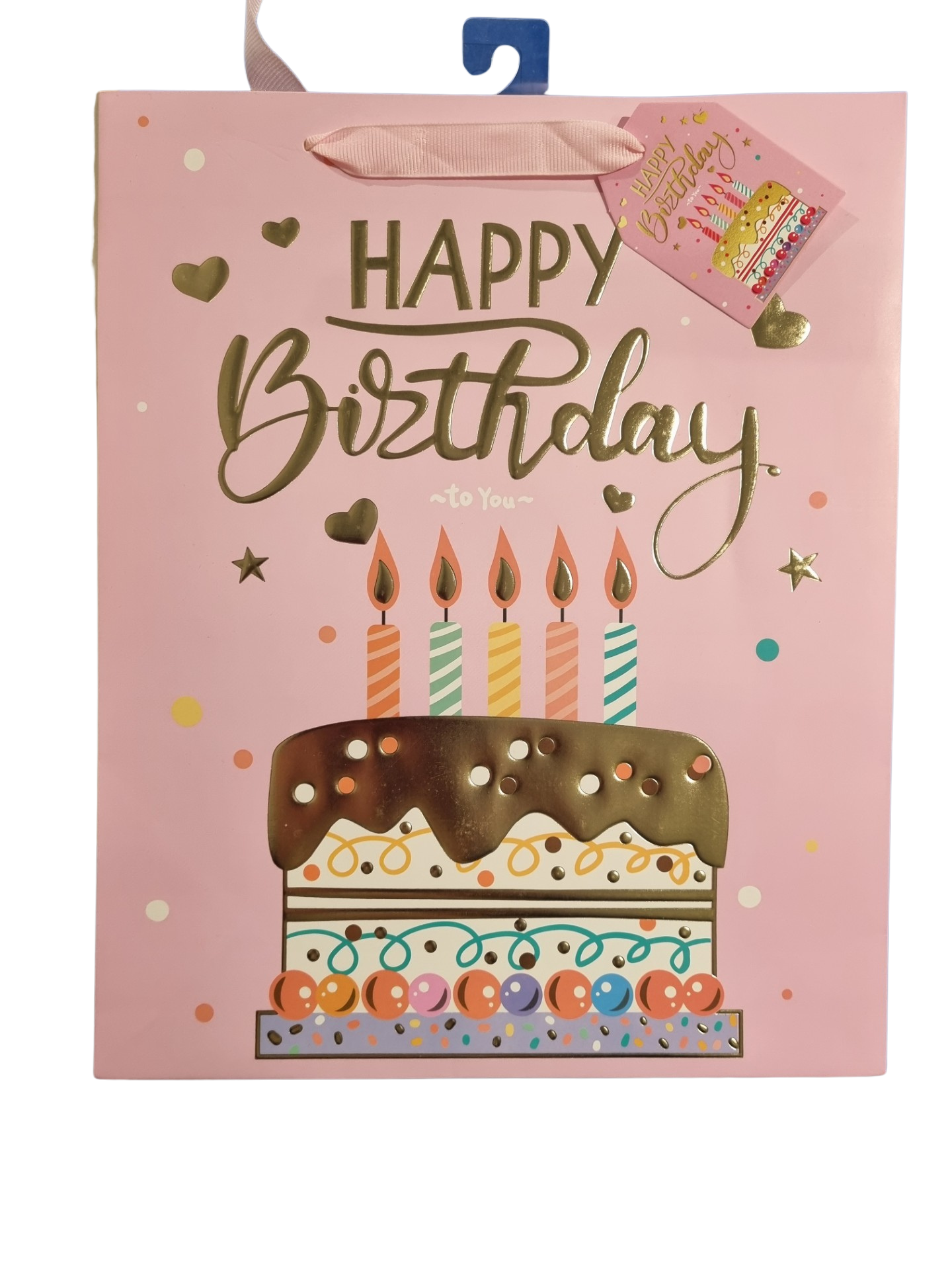 GIFT BAG MEDIUM - HAPPY BIRTHDAY TO YOU 37381 - PINK CAKE