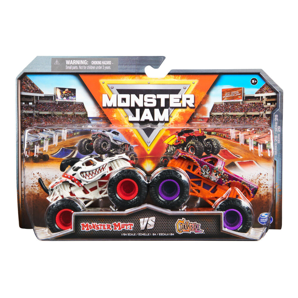 MONSTER JAM 1:64 DIECAST 2 PACK - MONSTER MUTT V CALAVERA - Toyworld Frankston