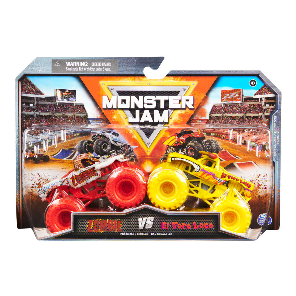 MONSTER JAM 1:64 DIECAST 2 PACK - ZOMBIE V EL TORO LOCO - Toyworld Frankston