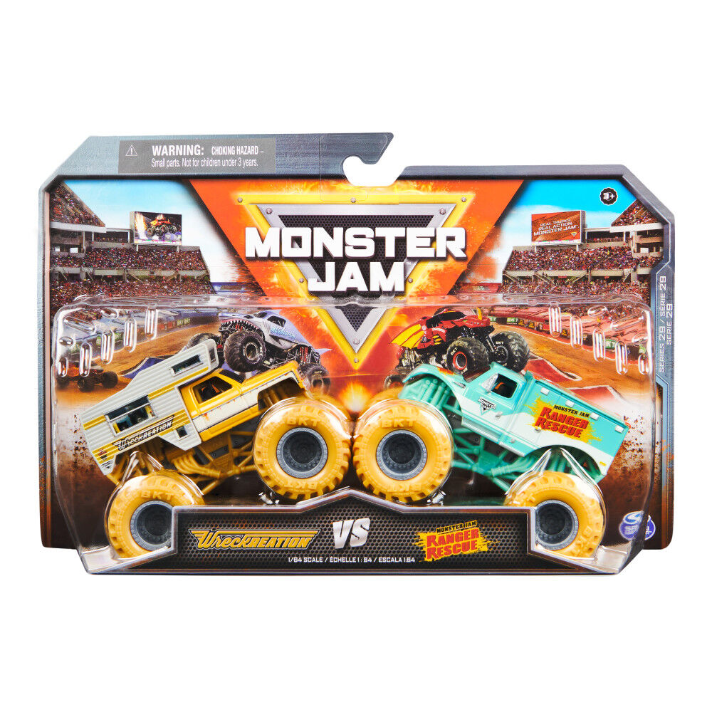MONSTER JAM 1:64 DIECAST 2 PACK - WRECKREATION V RANGER RESCUE - Toyworld Frankston