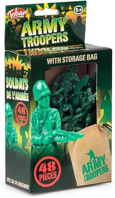 TOBAR ARMY TROOPERS FIGURES WITH STORAGE BAG 48 PIECES - Toyworld Frankston