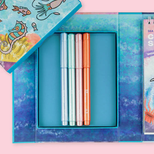 TIGER TRIBE SHIMMER COLOURING SET - SEALIFE - Toyworld Frankston