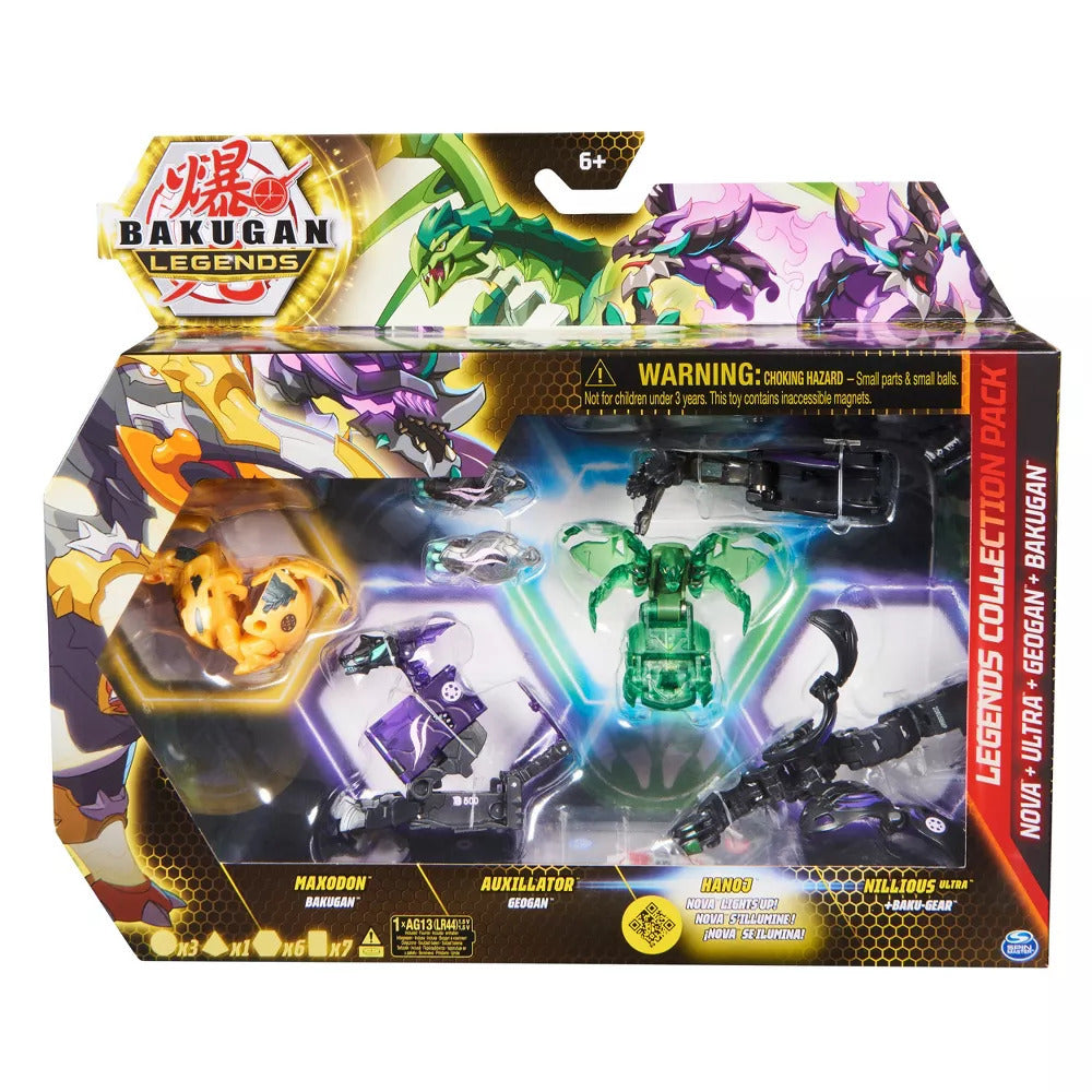 BAKUGAN LEGENDS COLLECTION - MAXODON, HYENIX, HANOJ, NILLIOUS - Toyworld Frankston