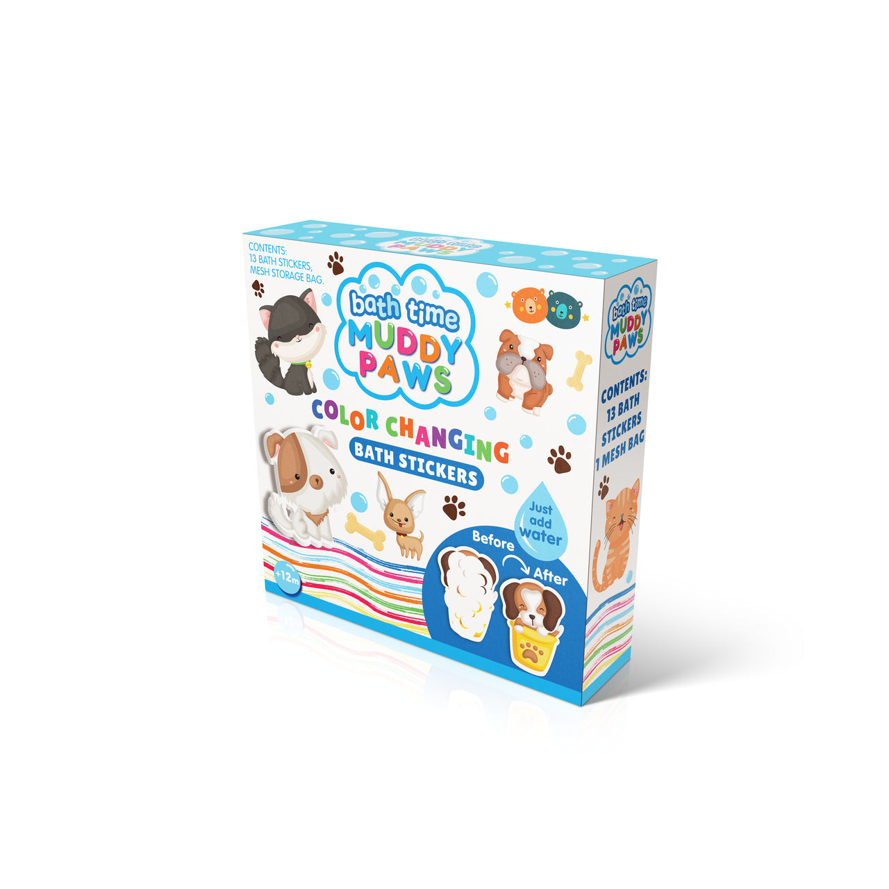 BUDDY & BARNY BATH TIME COLOUR CHANGING STICKERS - MUDDY PAWS