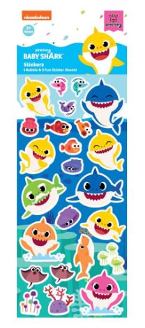 BABY SHARK STICKER 3PCK - Toyworld Frankston