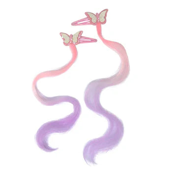 PINK POPPY - BUTTERLY HAIR CLIPS WITH HAIR EXTENSION - Toyworld Frankston