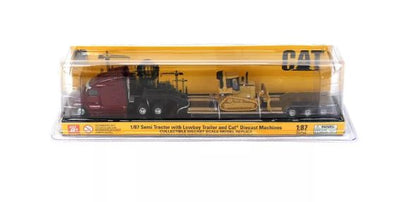 PETERBILT 1:87 SEMI TRACTOR WITH LOWBOY TRAILER AND CAT DM5 DOZER - Toyworld Frankston