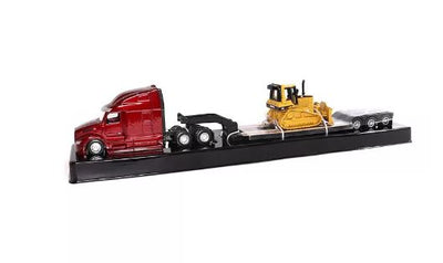 PETERBILT 1:87 SEMI TRACTOR WITH LOWBOY TRAILER AND CAT DM5 DOZER - Toyworld Frankston