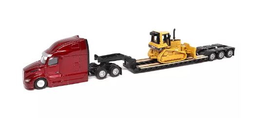 PETERBILT 1:87 SEMI TRACTOR WITH LOWBOY TRAILER AND CAT DM5 DOZER - Toyworld Frankston