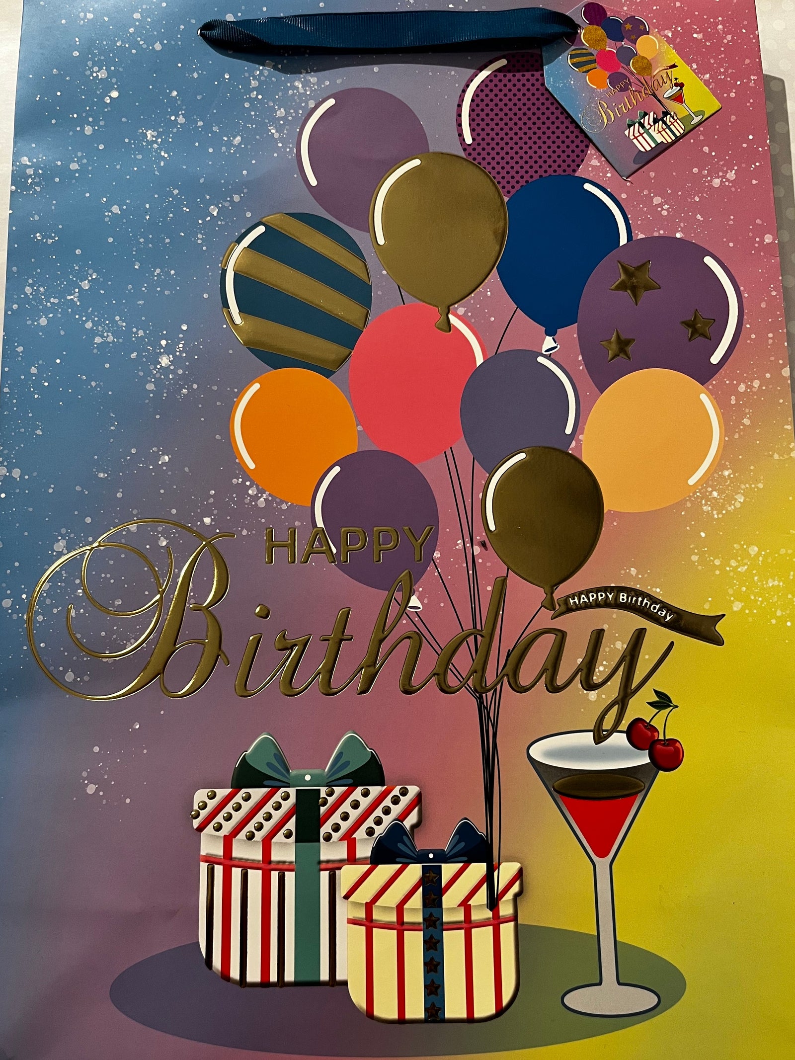 GIFT BAG-  LARGE HAPPY BIRTHDAY BLUE