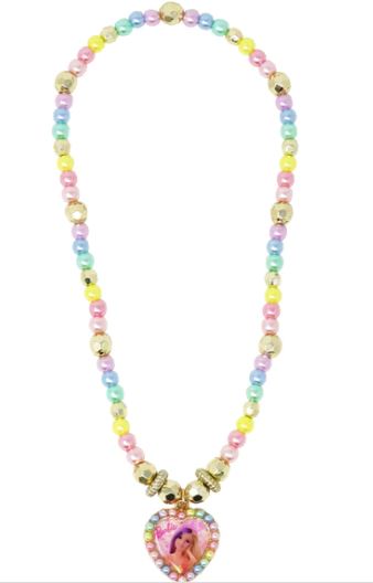 BARBIE RAINBOW FANTASY PEARL STRETCH NECKLACE WITH HEART CHARM - Toyworld Frankston