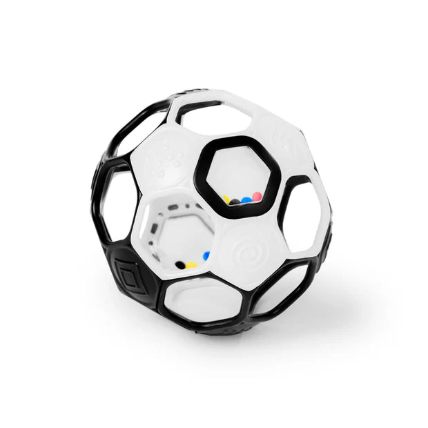 OBALL RATTLE SOCCER BALL BLACK & WHITE - Toyworld Frankston