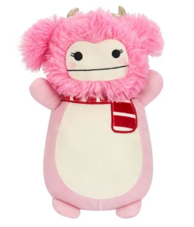 SQUISHMALLOWS -  HUGMEES 10 INCH PLUSH - CHRISTMAS BRINA THE PINK BIGFOOT - Toyworld Frankston
