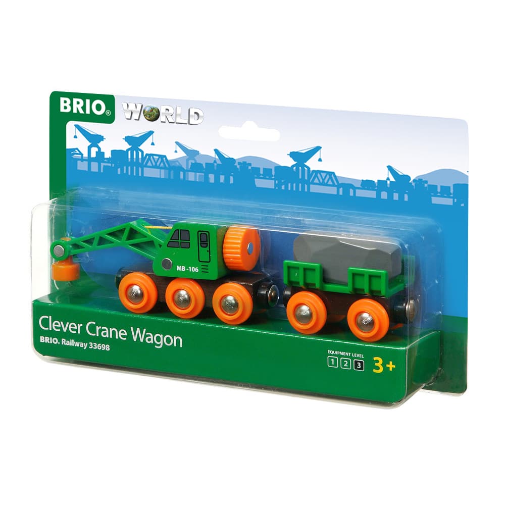 BRIO VEHICLE - CLEVER CRANE WAGON - 4 PIECES - Toyworld Frankston