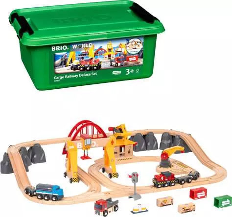 BRIO - CARGO RAILWAY DELUXE SET - 54 PIECES - Toyworld Frankston
