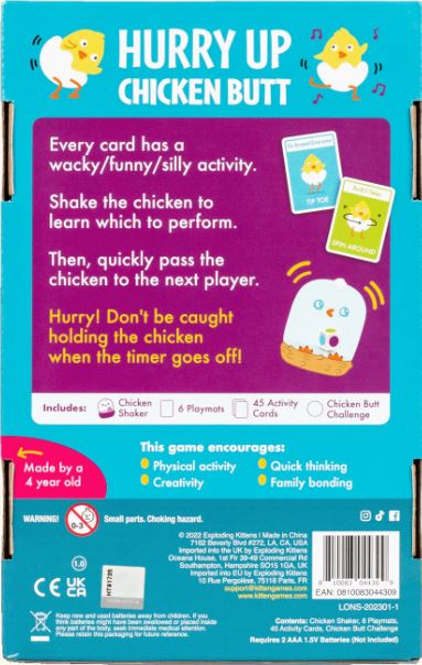 HURRY UP CHICKEN BUTT - HOT POTATO STYLE ACTION GAME 4 + - Toyworld Frankston