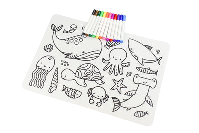 KOALA DREAM REUSABLE SILICONE DRAWING MAT - SEA ANIMALS