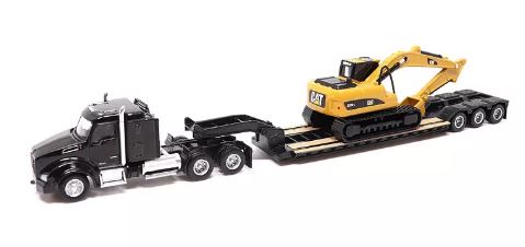 KENWORTH 1:87 40IN -SLEEPER TANDEM TRACTOR WITH LOWBOY TRAILER AND CAT 320D L HYDRAULIC EXCAVATOR - Toyworld Frankston