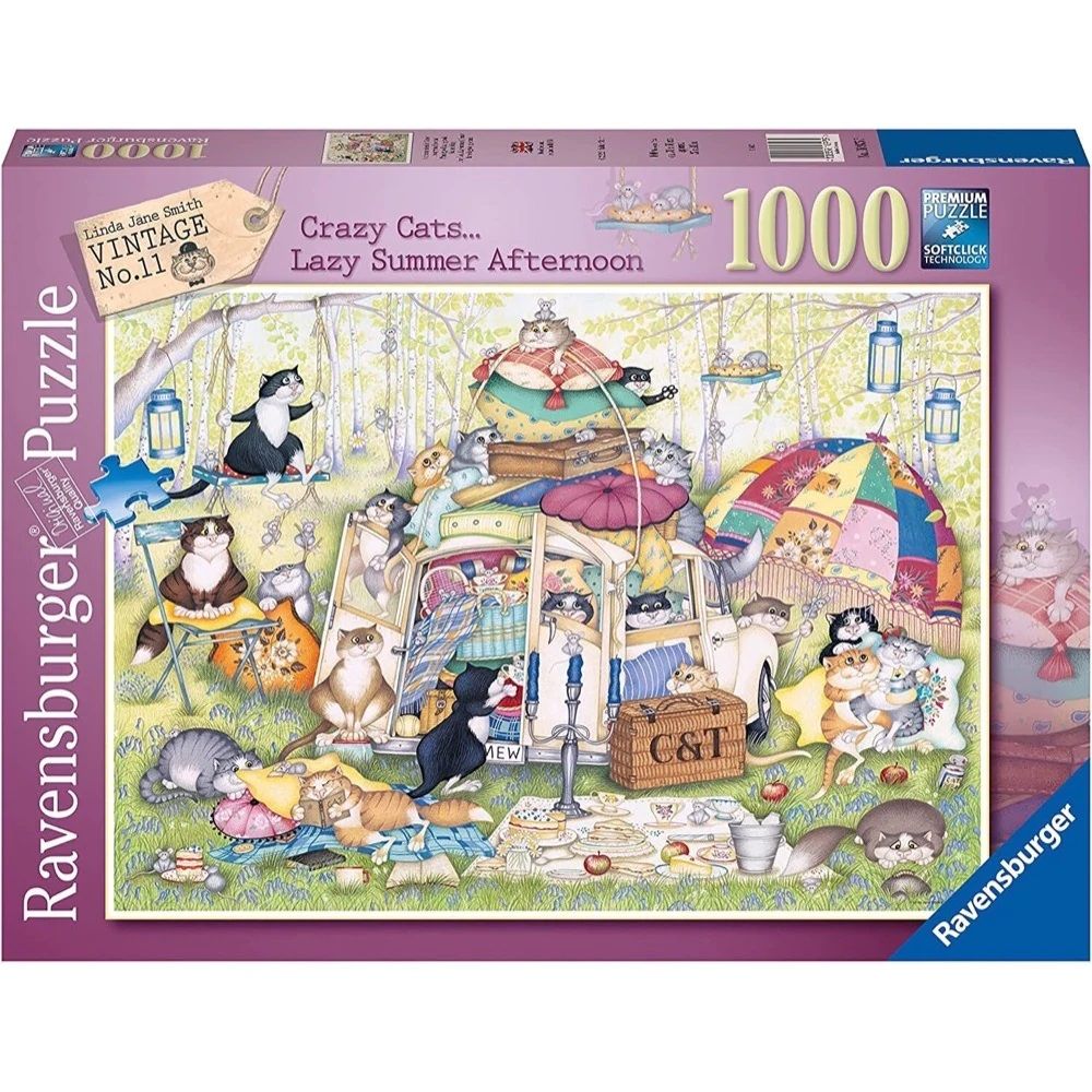 RAVENSBURGER - CRAZY CATS LAZY SUMMER AFTERNOON 1000 PIECE PUZZLE - Toyworld Frankston