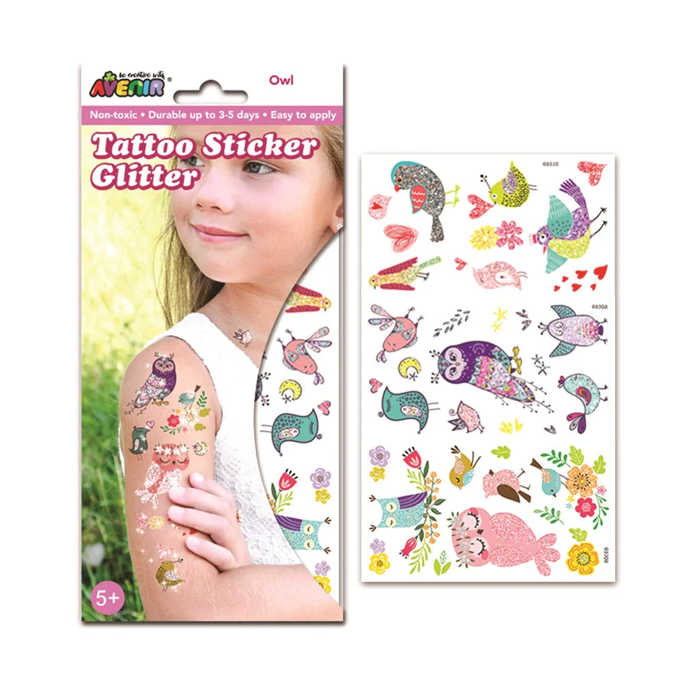 GLITTER TATTOO - OWL - Toyworld Frankston