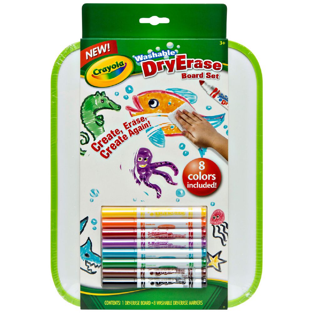 DRY ERASE BOARD WITH 8CT WASHABLE MARKERS - Toyworld Frankston