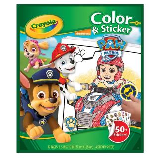 CRAYOLA COLOR & STICKER BOOK PAW PATROL - Toyworld Frankston