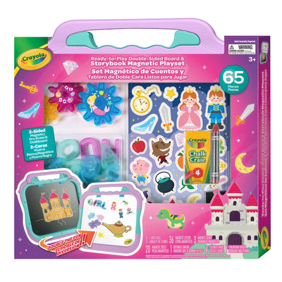 CRAYOLA READY TO PLAY DOUBLE SIDED BOARD AND STORYBOOK MAGNETIC PLAYSET - Toyworld Frankston