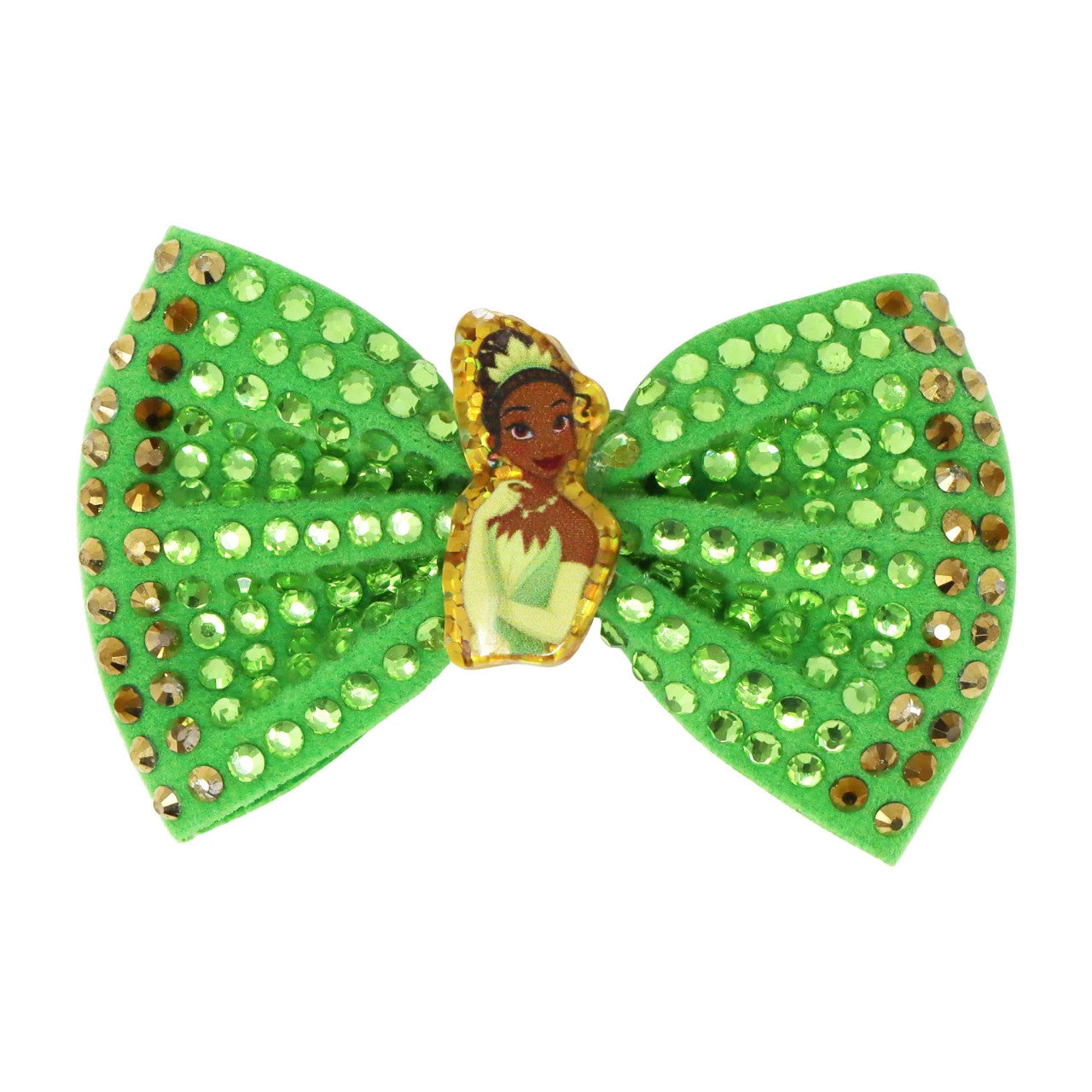 PINK POPPY - DISNEY PRINCESS TIANA SPARKLING GREEN RHINESTONE HAIR BOW - Toyworld Frankston