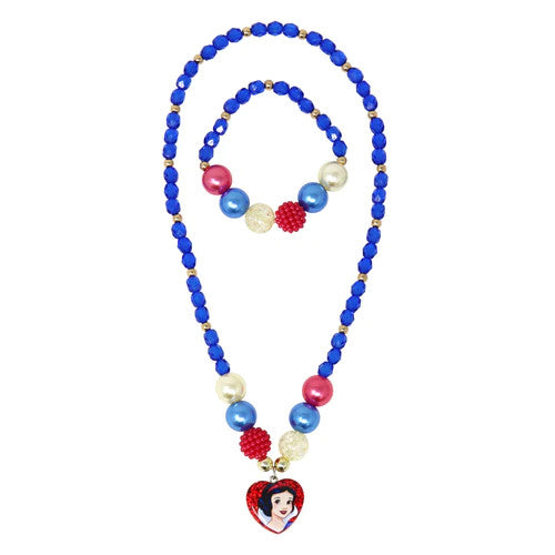 PINK POPPY - DISNEY PRINCESS SNOW WHITE PENDANT STRETCH BEADED NECKLACE AND BRACELET - Toyworld Frankston
