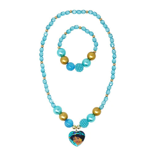 PINK POPPY- DISNEY PRINCESS JASMINE PENDANT STRETCH BEADED NECKLACE & BRACELET SET