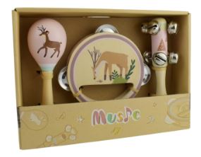CALM AND BREEZY DEER WOODEN 3 PC MUSICAL SET - Toyworld Frankston
