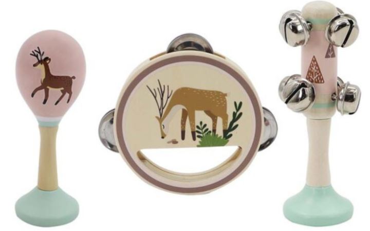 CALM AND BREEZY DEER WOODEN 3 PC MUSICAL SET - Toyworld Frankston