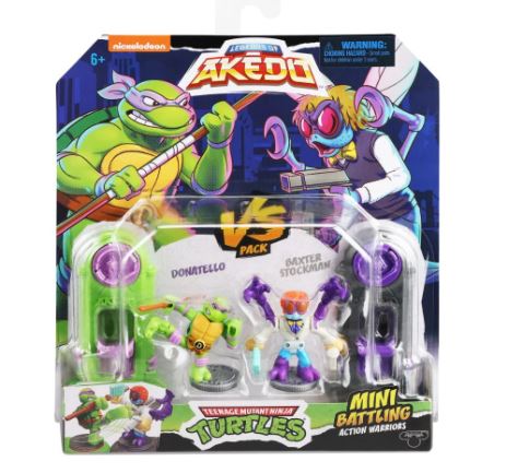AKEDO TEENAGE MUTANT NINJA TURTLES MINI BATTLING ACTION WARRIORS - DONATELLO VS BAXTER STOCKMAN - Toyworld Frankston
