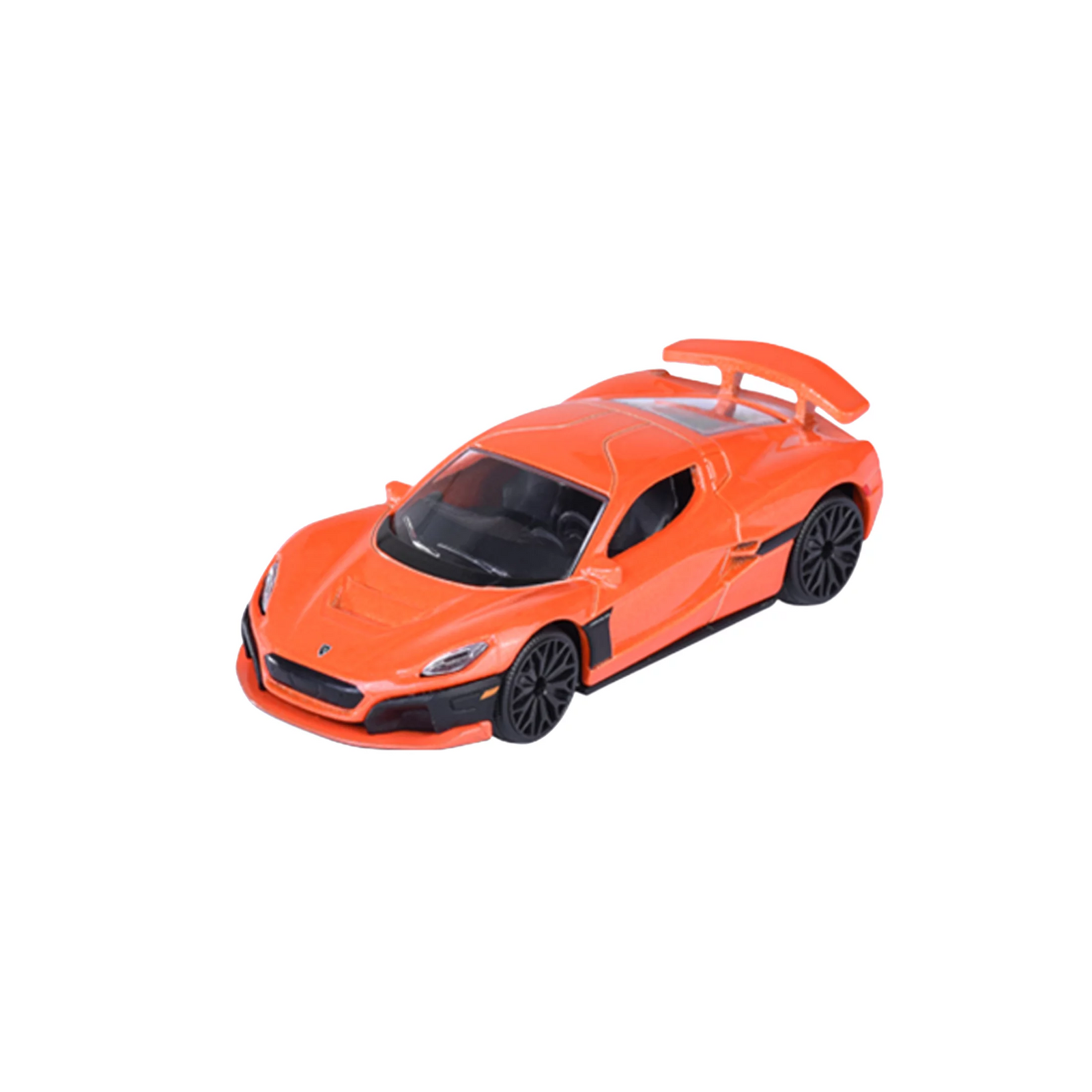 Orange toy car on a white background