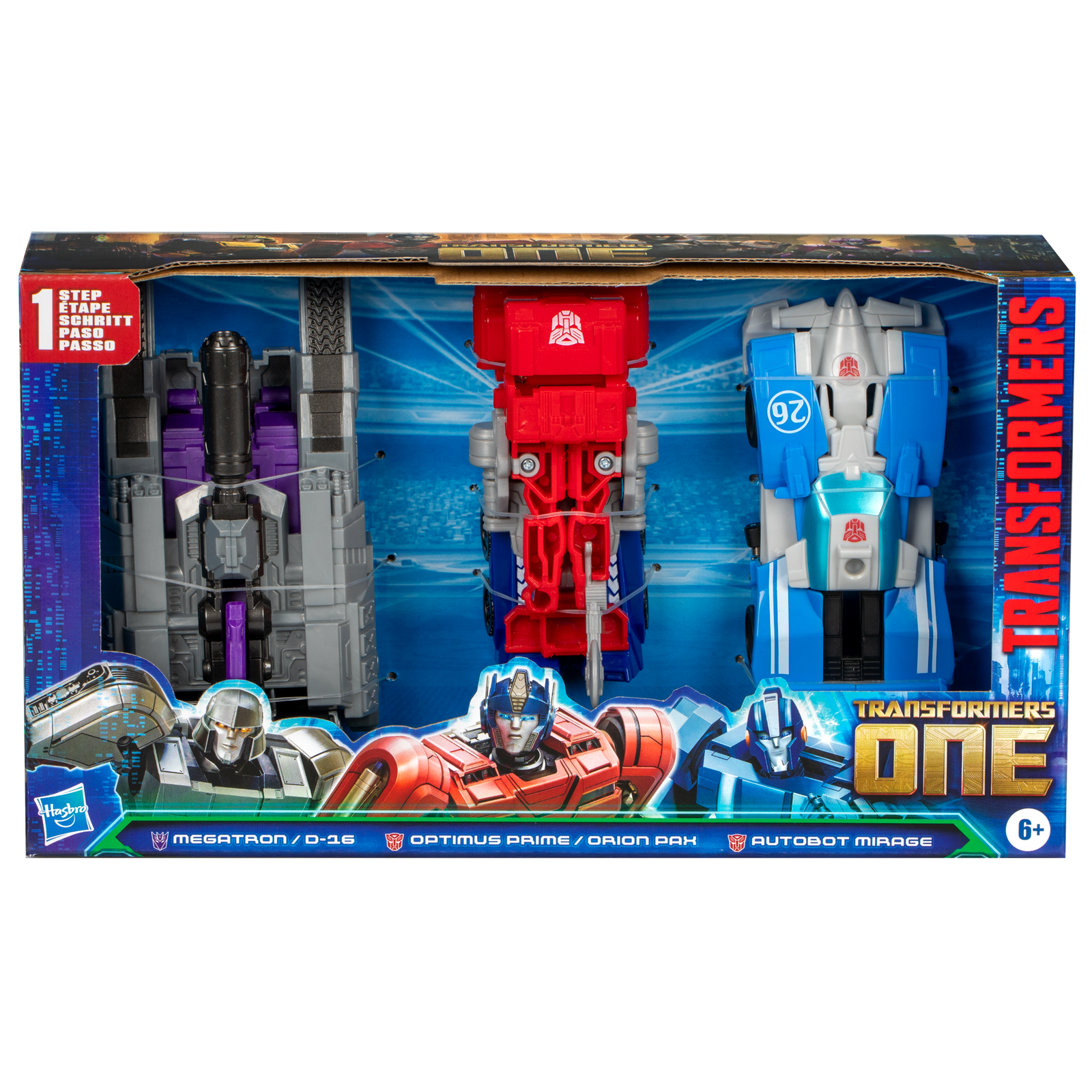 TRANSFORMERS ONE IACON RACING FIGURE 3 PACK - MEGATRON, OPTIMUS PRIME, MIRAGE