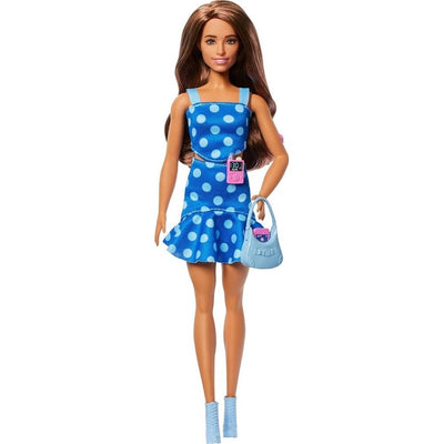 BARBIE FASHIONISTA - BREATHROUGH TYPE 1 DIABETES DOLL IN BLUE POLKA DOT DRESS - Toyworld Frankston