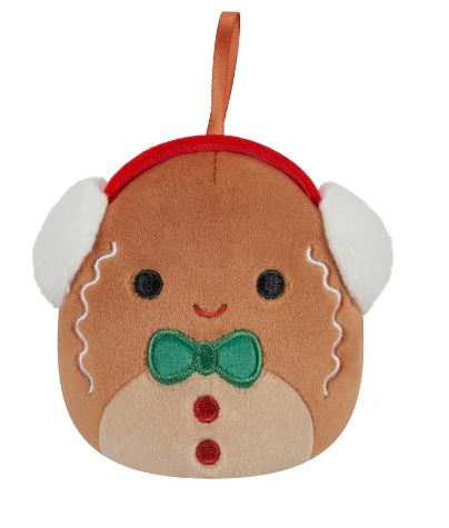 SQUISHMALLOWS - 4 INCH PLUSH HOLIDAY ORNAMENTS - CASH THE GINGERBREAD - Toyworld Frankston