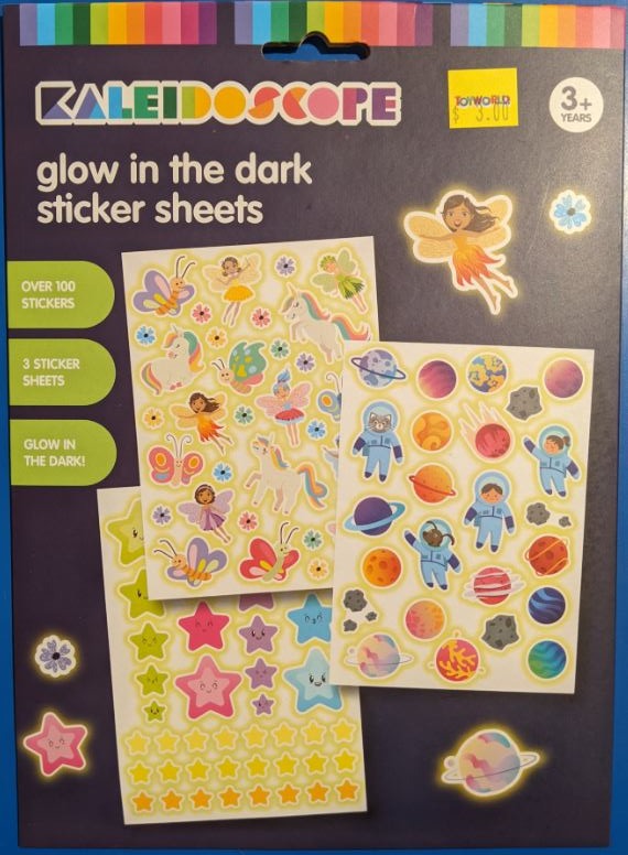 KALEIDOSCOPE GLOW STICKER SHEETS - Toyworld Frankston